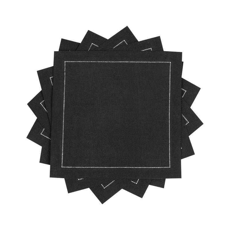 Five Star Napkins Cotton Cocktail Napkins, Beverage Napkin, Bar Napkin, Party Napkins, Small Napkins, Napkins for Events, Holidays, Weddings, Parties 4.5" x 4.5" - Single Use (Black) - Image 1